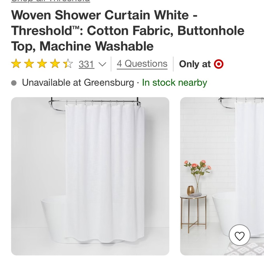 NWT White Woven Shower Curtain